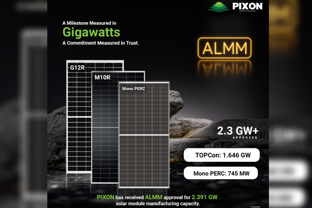 PIXON receives ALMM approval for 2.391 GW solar module manufacturing capacity